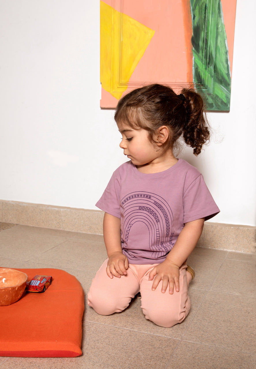 Organic Baby T-Shirt - Purple Rainbow Print