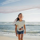 blue linen shorts